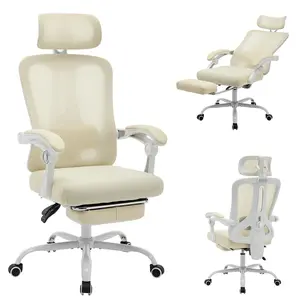 Ergonomic Mesh Gaming Chair, Ergonomic Office Chair with Adjustable Height, Breathable Mesh with Wheels, Comfortable Gaming Chair, High Back Office fabric Chair for Long Hours (Beige)