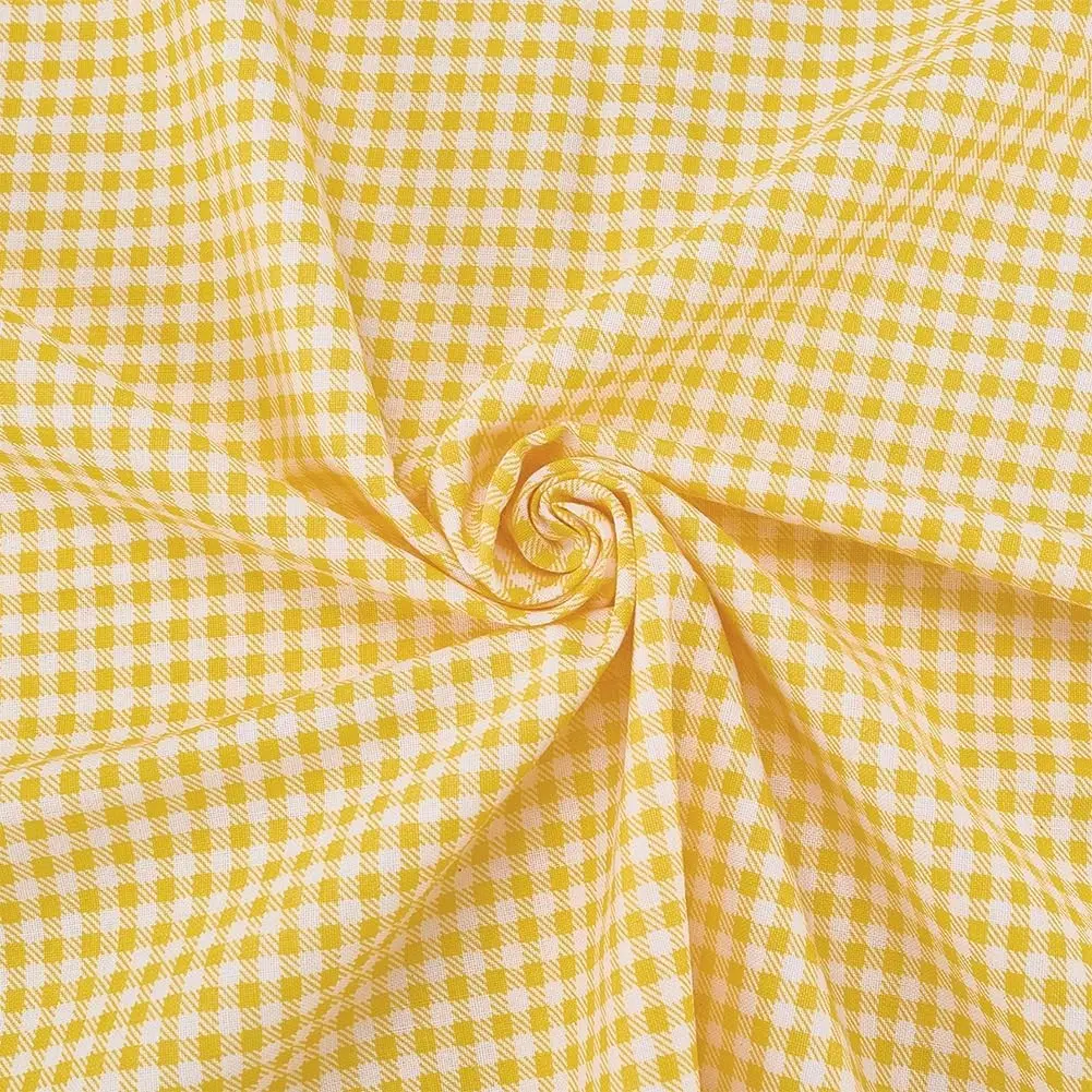 Yellow Gingham Cotton Fabric 62.9 Inch Wide Plaid Checkered Tartan Craft Fabric for DIY Sewing Clothing Tablecloths Quilting Patchwork Bags Home Decor, 1 YardGift
