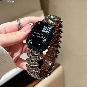 Glossy Silver Dragon Spine Stainless Steel Watch Band Compatible with Apple Watch Series 2 3 4 5 6 7 8 9 10 11, 38mm 40mm 41mm 42mm 44mm 45mm 46mm 49mm, Curved Bone Metal Wrist Strap Fold Over Clasp Bracelet Accessory for Women Girls