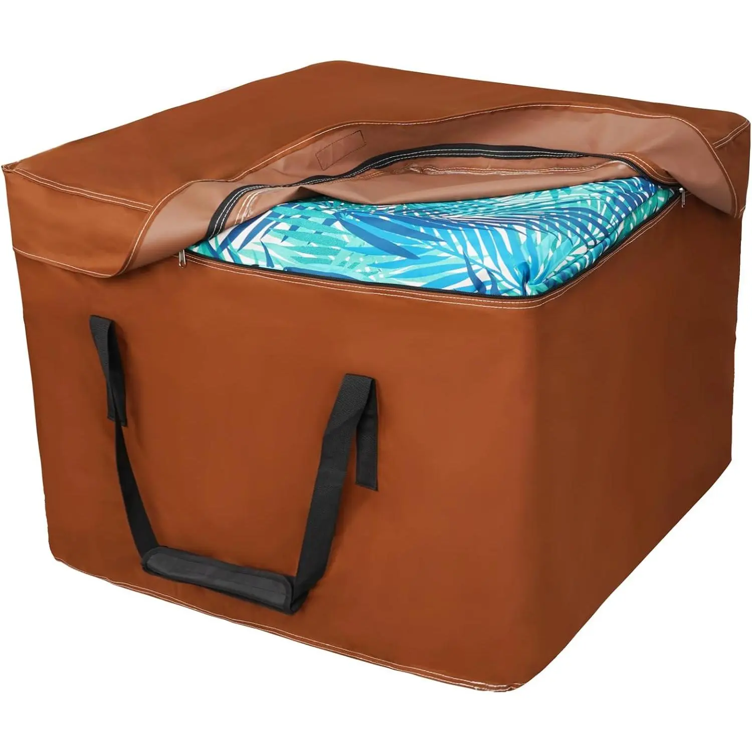 Outdoor Patio Cushion Storage Bags 32 x 32 x 24 inch Water-Resistant Heavy Duty Small Storage Bag for Cushions, Brown