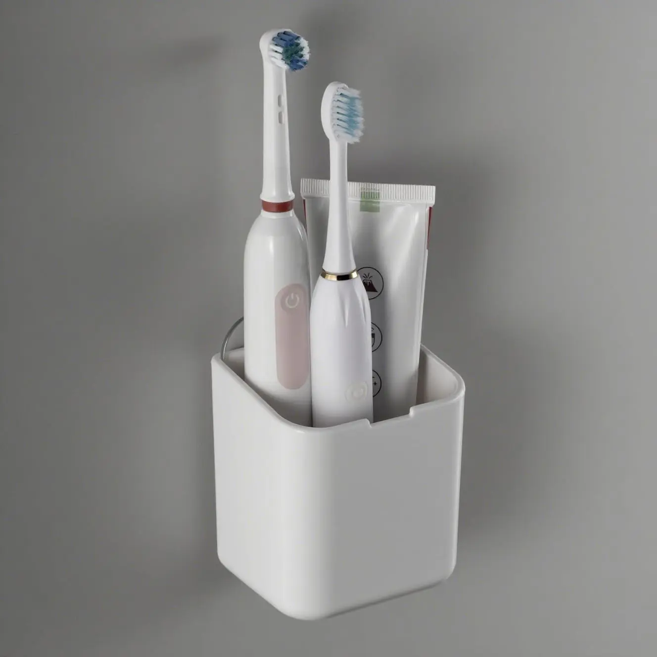 Wall Mounted  Holder, No Drilling Shower Holder with Cover for Toothbrushes, ,  Storage, Make-up Brushes