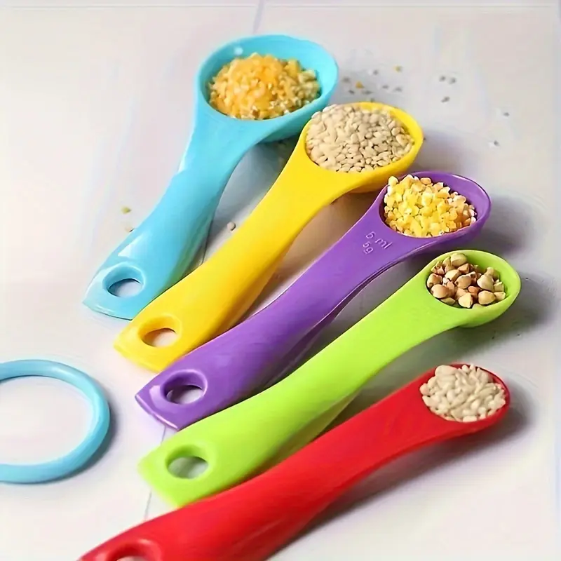 5pcs Measuring Cup & Spoon Set with Handles - Ideal for Precise Cooking and Baking, RV Kitchen Essentials