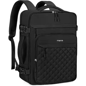 Travel Backpack for Women Men, 17-17.3 inch Rhombus Quilted Laptop Backpack Flight Approved with Packing Cubes, Carry on Daypack with USB Port for College Work Business, Black.
