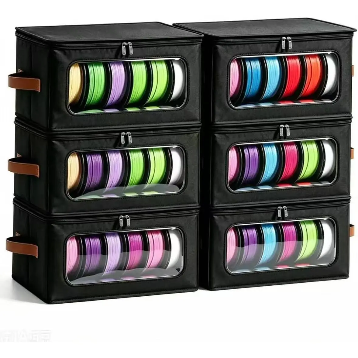 Filament Storage Box  Dry Box with Desiccants (Black, 6 Pack) | Transparent View, Zipper Design, For  & Office, Workshop Use
