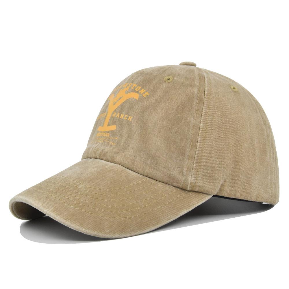 Cross-border European and American Y-print baseball cap, YELLOWSTONE embroidered duckbill cap, washed and distressed curved brim Yellowstone cap