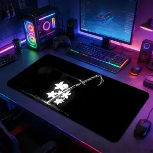 XXL Rectangular Japanese Samurai Katana Gaming Mouse Pad - Gaming Mat, Maple Leaf Bushido Large Desk Accessory with Non-Slip Rubber Base, Stitched Lock Edge, Washable for Gaming Setup, Ideal Gift for Gamers