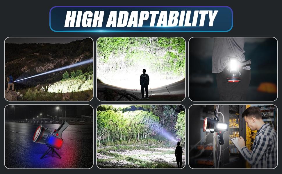 VICTOPER Spotlight for Camping, 1000000 Lumens Bright Handheld Spot Light, 12000 mAh Rechargeable LED Flashlight, 3+3 Modes 4 Colors Waterproof Spotlight Hunting Caving Camping Essentials Gear VICTOPER Spotlight for Camping, 1000000 Lumens Bright Handheld Spot Light, 12000 mAh Rechargeable LED Flashlight, 3+3 Modes 4 Colors Waterproof Spotlight Hunting Caving Camping Essentials Gear