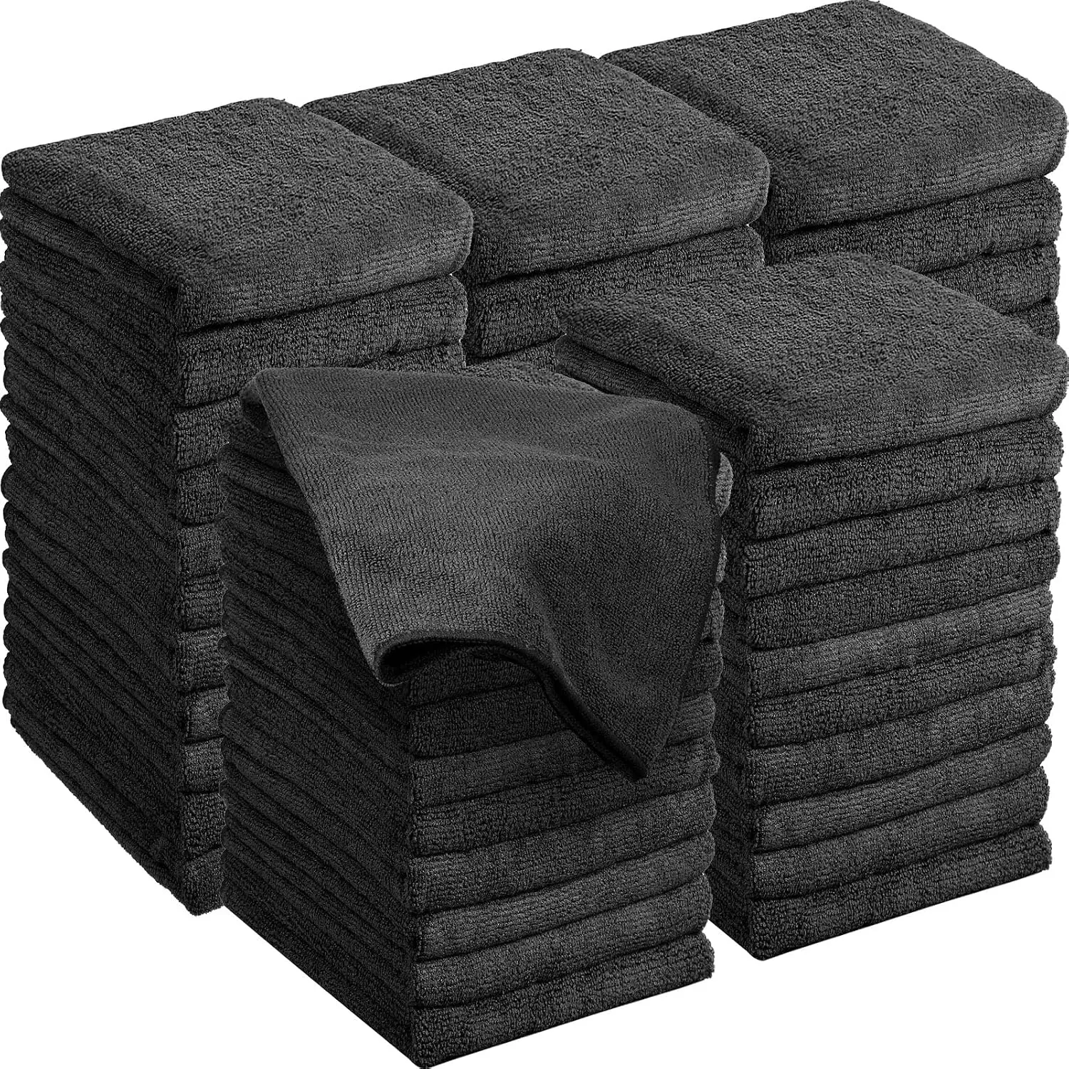 48 Pack Bleach Proof Towels 16x 26inch Microfiber Absorbent Hair Towels Bulk Bleach Salon Hand Drying Cloth for Gym Bath Spa Shaving Shampoo Home(Black)