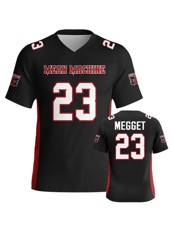 Men's American Football Jersey, Mean Machine Megget #23, Classic Vintage V Neck, Quick Dry Sweat Absorbent, Indoor & Outdoor Sports Wear, Jersey Top
