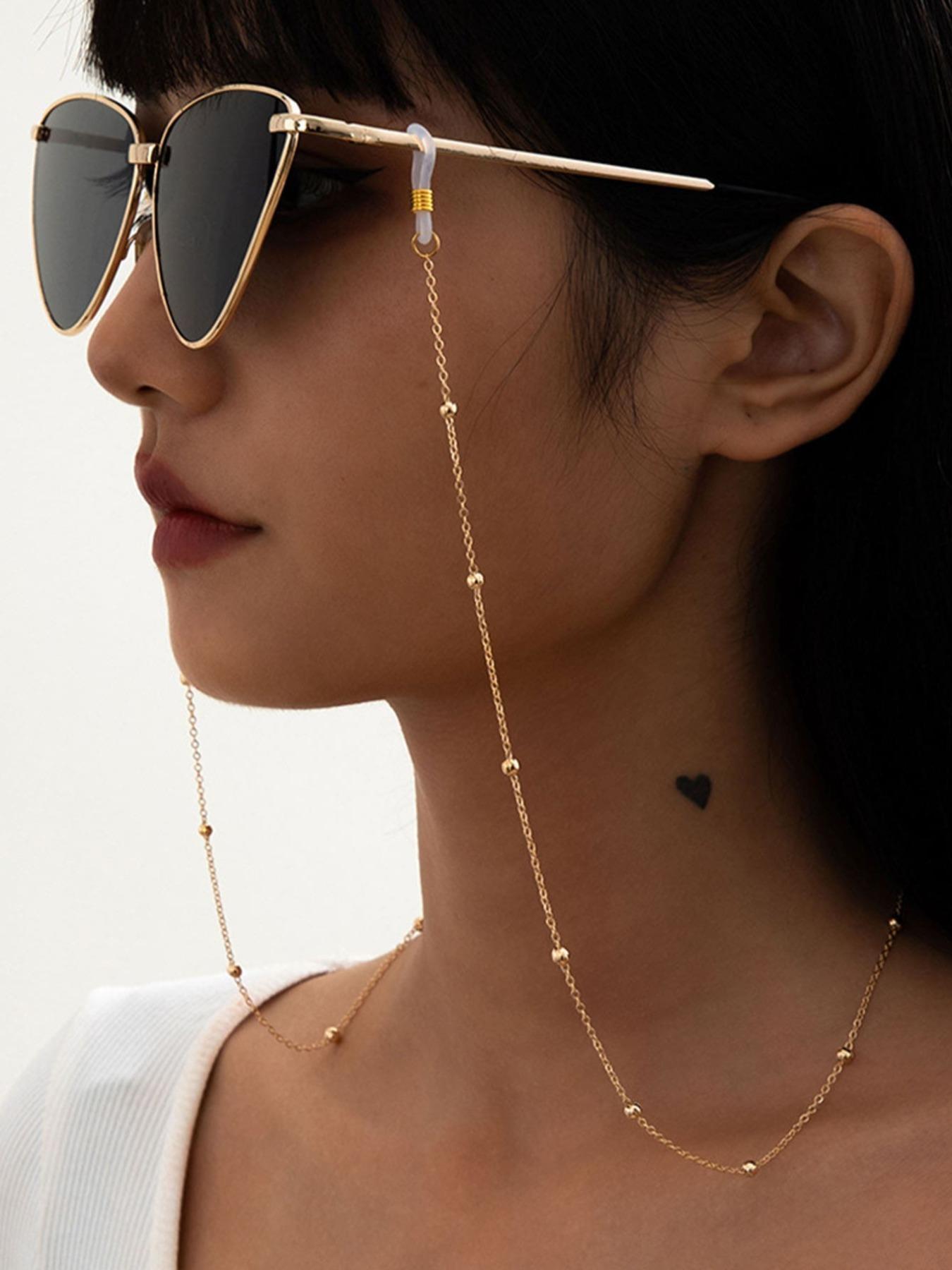 Minimalist Temperament Ball Decor Metal Glasses Chain, Anti-slip Glasses Mask Hanging Chain, Fashion Eyewear Accessories for Women & Girls