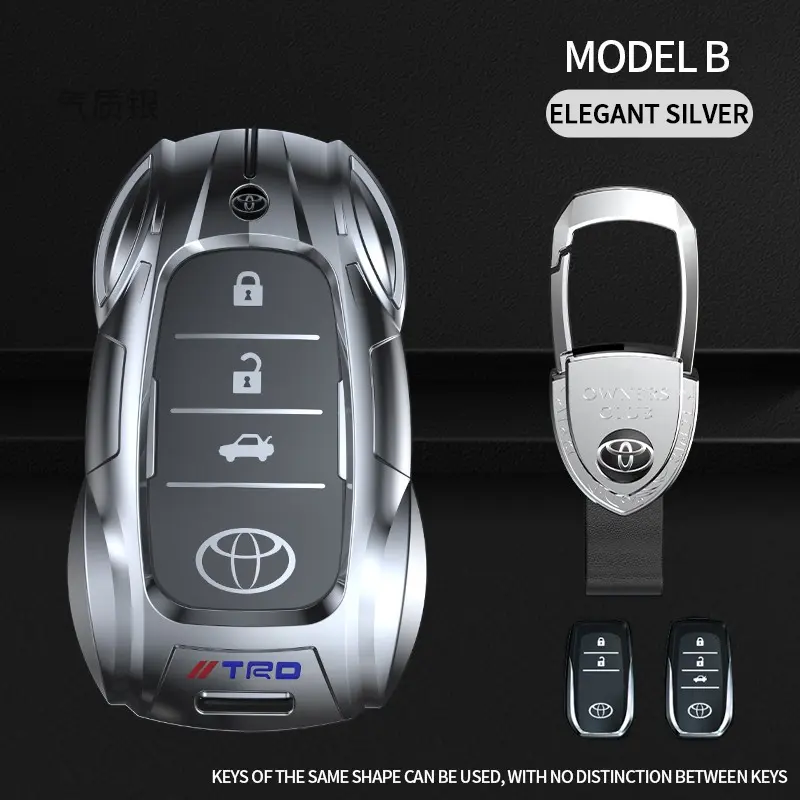 Zinc Alloy Car Key Protective Case, Car Key Cover, Keychain Accessory, 2/3 Button Car Key, Compatible with Toyota Wildlander, Corolla Cross, Corolla, Levin, Sienna