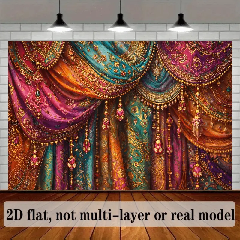 Luxury Bohemian Paisley Floral Backdrop - Opulent Gold Swirl Boho Tapestry, Holiday Birthday-Themed Festive Backdrops & Banners, Hanging Room Decoration for Bedroom