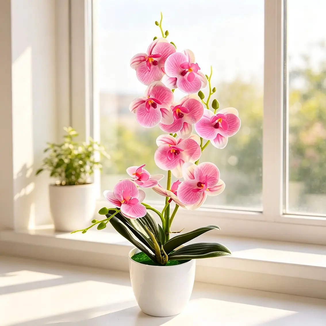 Nordic Style Artificial Orchid Planter, Realistic Touch Fake Flower Set, Office Desk Mini Artificial Greenery, Living Room Decorative Pot