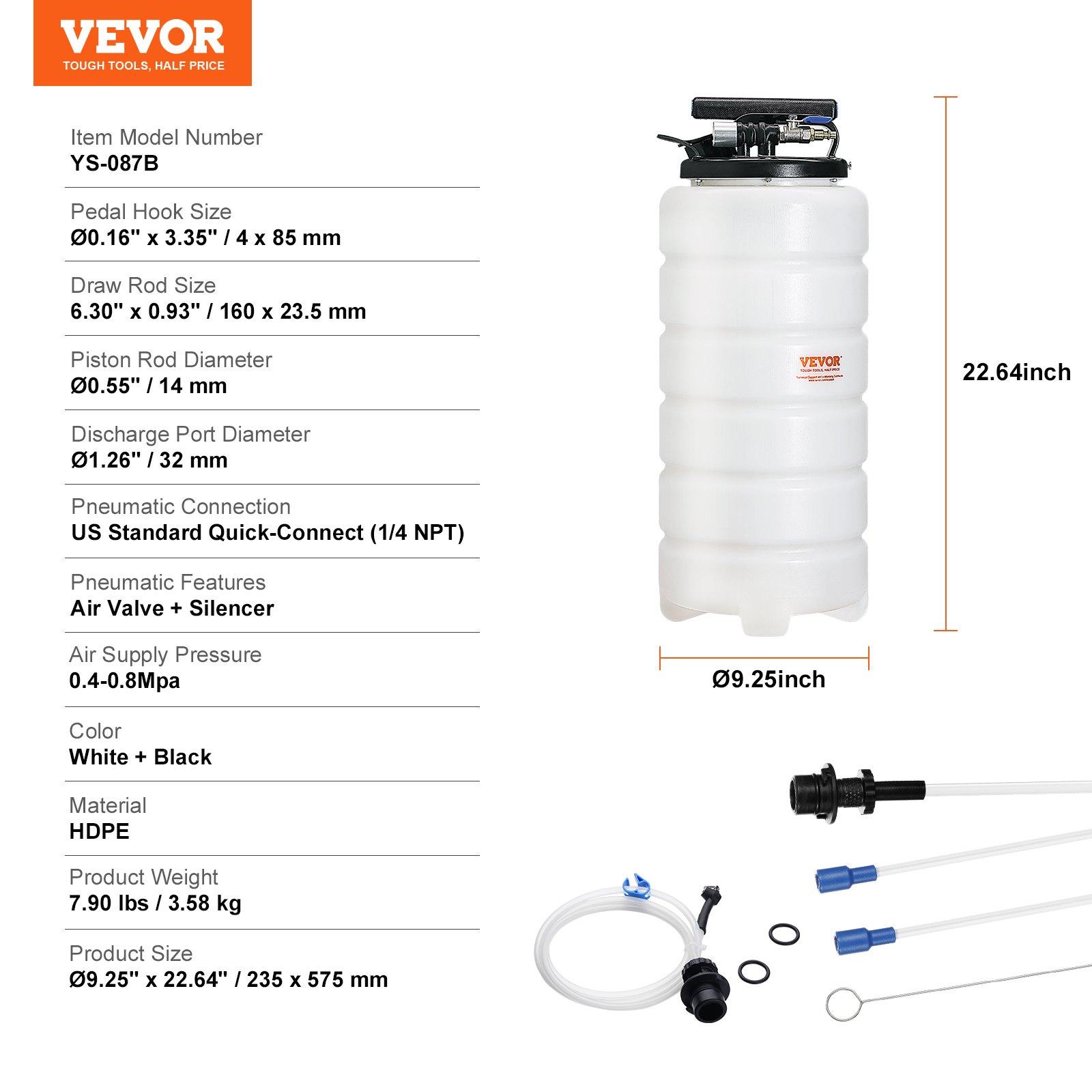 VEVOR Fluid Extractor, 4 Gallons (15 Liters), Pneumatic/Manual Oil Changer Vacuum Fluid Extractor with Dipstick and Suction Hose, Oil Extractor Change Pump for Automotive Fluids Vacuum Evacuation VEVOR Fluid Extractor, 4 Gallons (15 Liters), Pneumatic/Manual Oil Changer Vacuum Fluid Extractor with Dipstick and Suction Hose, Oil Extractor Change Pump for Automotive Fluids Vacuum Evacuation