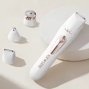 3-in-1 Electric Hair Trimmers for Women Waterproof Razor Painless Portable Body Hair Removal Device Shaver Bikini Arm Leg Face Shaving USB Rechargeable Nose Hair Trimmer