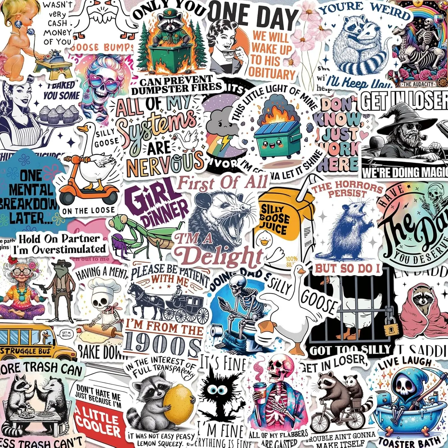 200 Fun Holographic Stickers for Adults, Waterproof Vinyl, Humorous Emojis, Ideal for Laptops, Water Bottles, Phones, Kindles, Diaries, Scrapbooks, Bikes, Suitcases