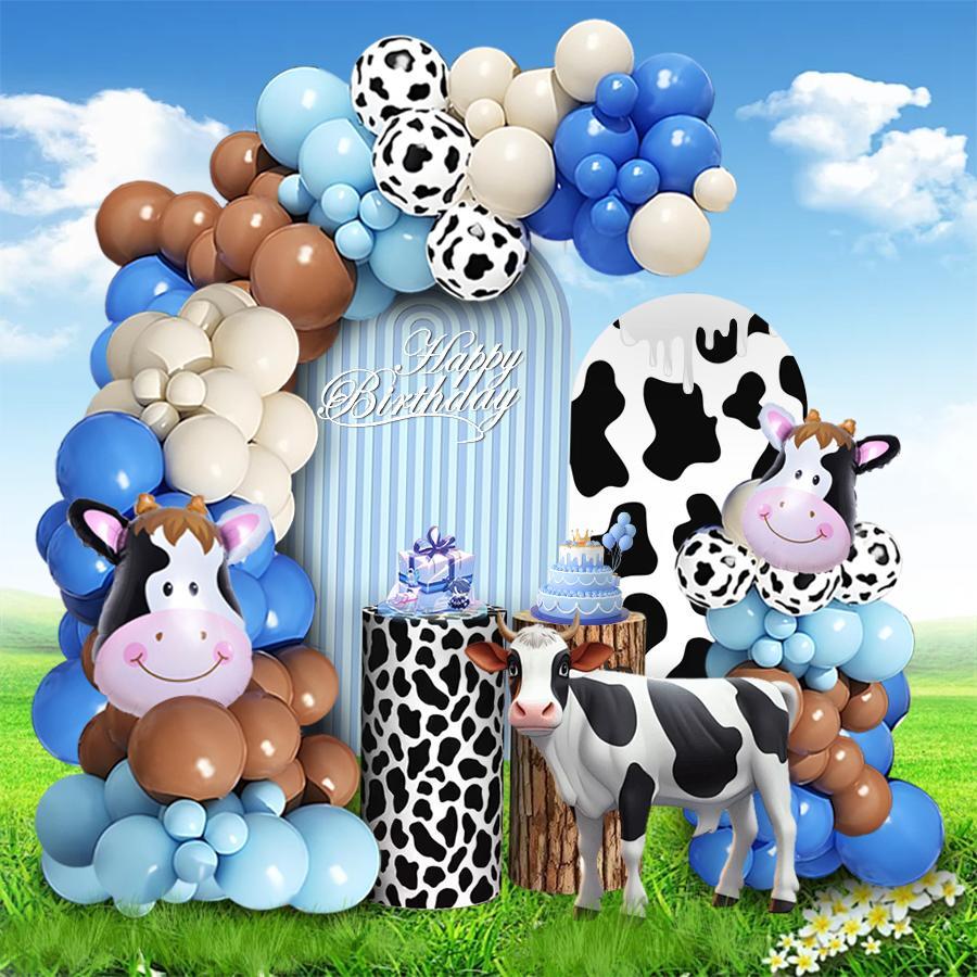 124pcs Farm Cow Theme Balloon Arch Kit, Includes Cow Foil and Balloons, Perfect for Kids Birthday Parties & Baby Showers, Balloon Party Supplies