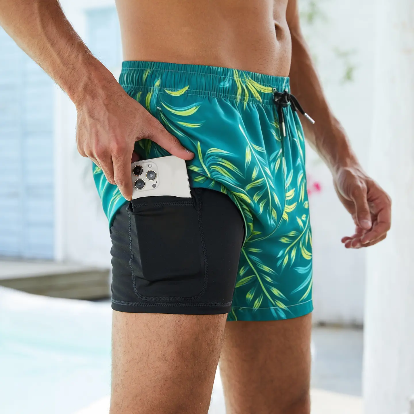 Men‘s Swim Trunks with Compression StretchBeach Shorts Set with Pockets No-Chafing Elastic   Waist Drawstring  BoardShorts, Breathable Fit Hawaii Beach Shorts SwimwearBathing Suits Quick-Dry Athletic summer Shorts ,  Thin Fabric for Beach Vacation