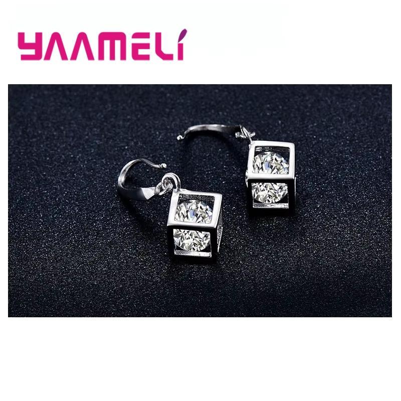 925 Sterling Silver Color Necklaces Earrings Jewelry Sets Hot Sale Cubic Zircon Women Girls Engagement Anniversary Accessory