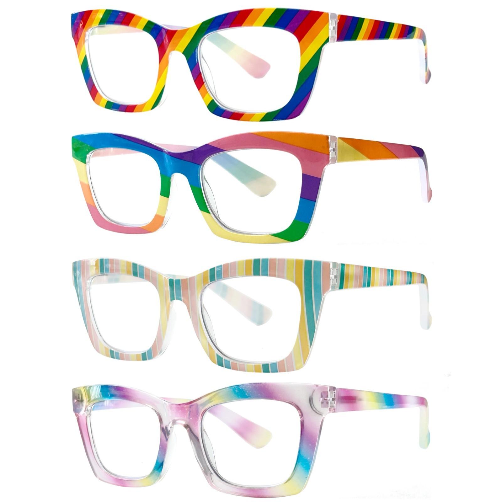 DEAAOK 4-Pack Oprah Style Reading Glasses for Women Blue Light Blocking Stylish Oversized Computer Readers Spring Hinge