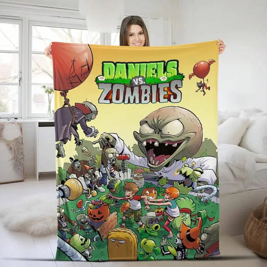 Cartoon Personalized Plants vs. Zombies Blanket/Birthday Blanket/Blanket