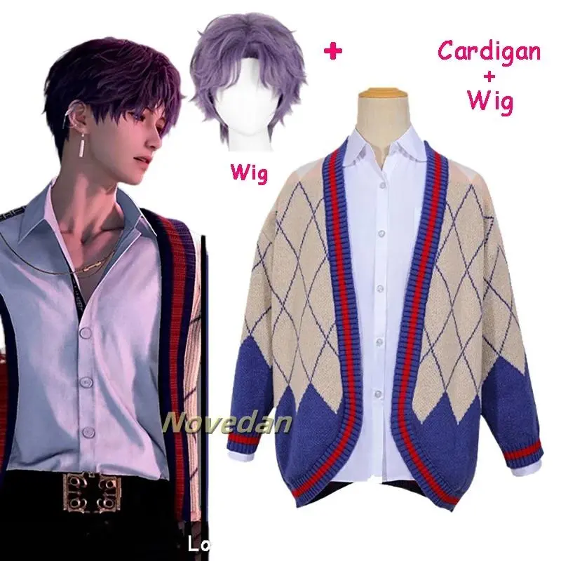 Xavier Rafayel Cosplay Cardigan Game Love and Deepspace Cosplay Costume Wig Asymmetric Jacket Coat Qiyu Rafayel Sweater Outfit