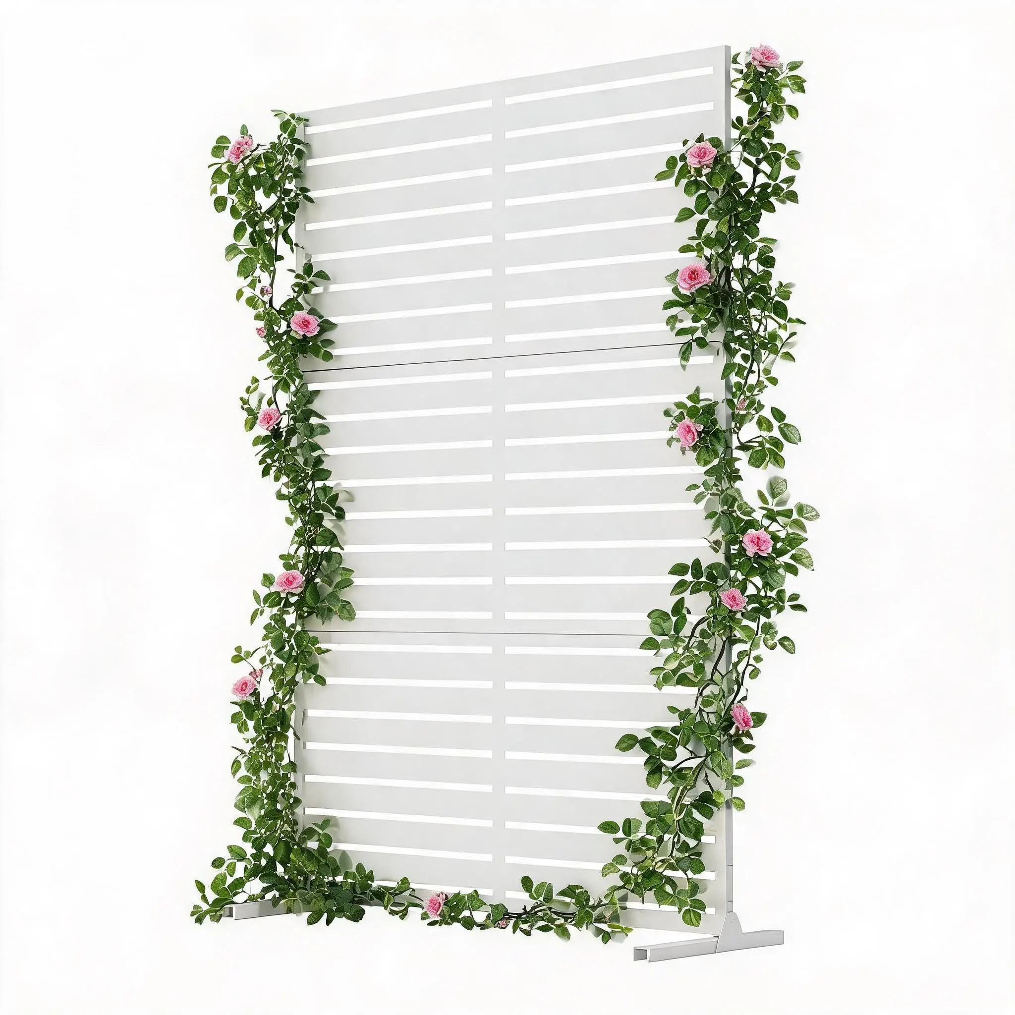 Modern Metal Privacy Screen – 72"H x 47"W, Laser-Cut | Galvanized Steel, Rust-Resistant | Freestanding, No Drilling | For Balcony, Patio, Garden | Windbreak, Room Divider | Black Powder-Coated | Decorative Outdoor Fence | Low Maintenance