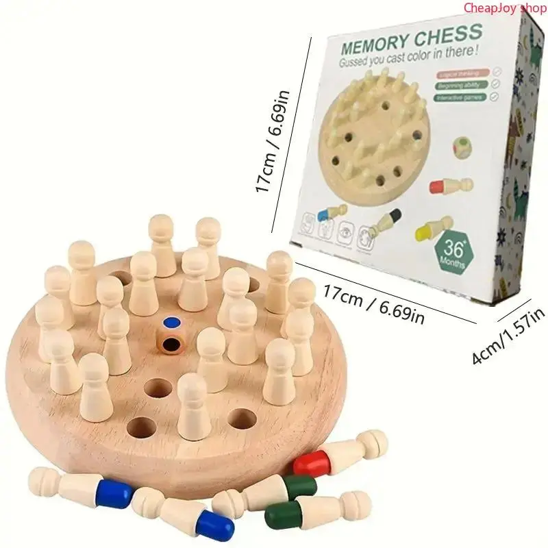 2026 Educational Wooden Memory Chess Puzzle - 17cm Diameter, 4cm Height, 36-Piece Family Board Game, Brain Training Toy, Cool Gifts for Kids, Holiday Present