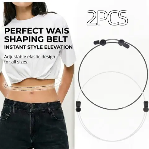 2-Pack Invisible Design Elastic Material Clothing Strap, Adjustable Sweater & Blouse Hem Shortener Band, Invisible Fixing Cord for Oversized Tops Daily Outfit, Perfect Waist Cinching Design Shaping Belt Tailored Appearance Instant Style Elevation