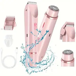 Bikini Trimmer for Women, Electric Shaver and Razor Rechargeable 2-in-1 Body and Facial Epilator, Dual Heads for Painless Trimming of Pubic Hair, Face, Underarms and Legs, Summer GiftVelvet Bloom15DD17CoreComet