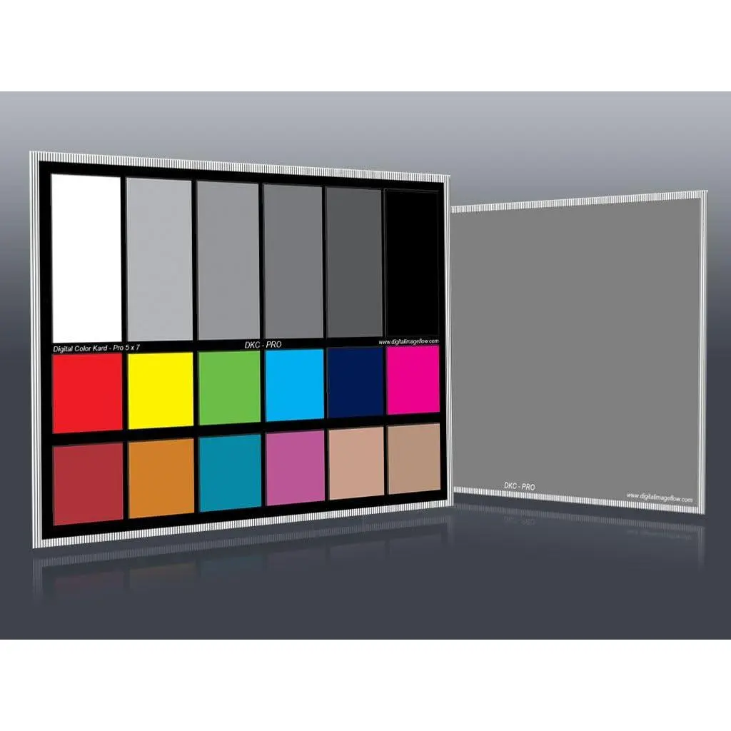 DKC-Pro 5" x 7" Set of 2 White  and  Calibration Charts with 12% and 18% Gray - Pro Quality - Includes Frame Stand and User Guide