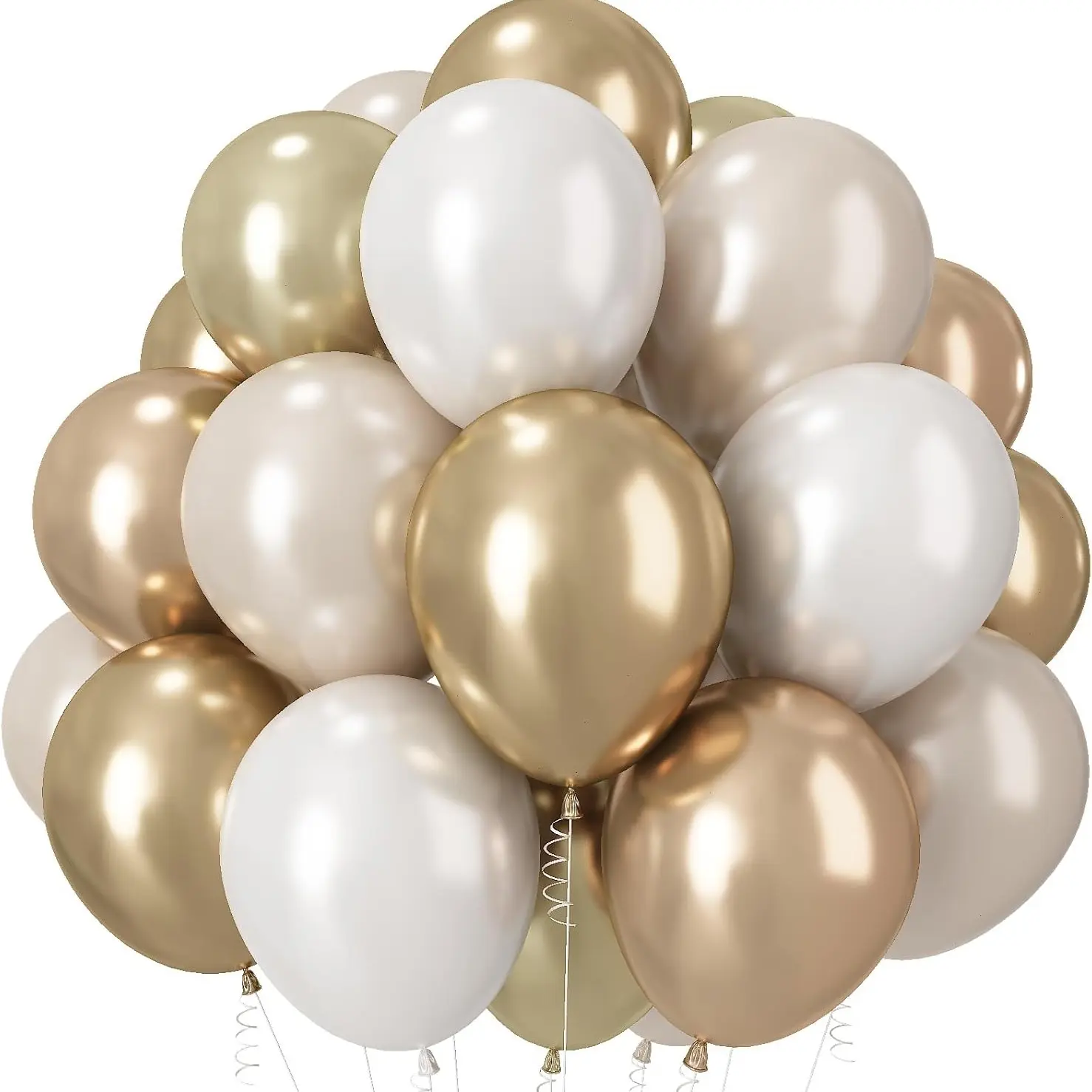 35pcs Champagne Gold and White Balloons, 12 Inch Double Stuffed Pearl White Sand Gold Metallic Balloons Wedding Beige Cream Latex Balloon for Boho Bridal Shower Birthday Bachelorette Engagement Party Decor