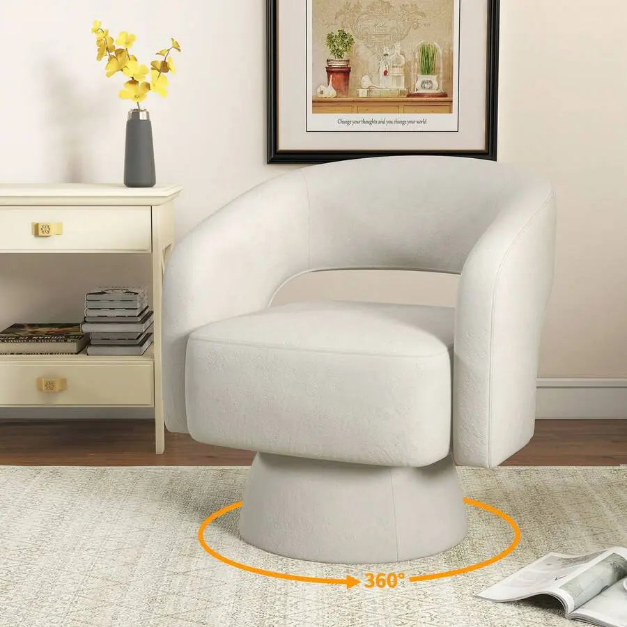 1PCS Swivel Barrel Chair,Velvet Accent Armchair 360 Degree Swivel Club Chair Vanity Chair For Living Room Bedroom Reception Room