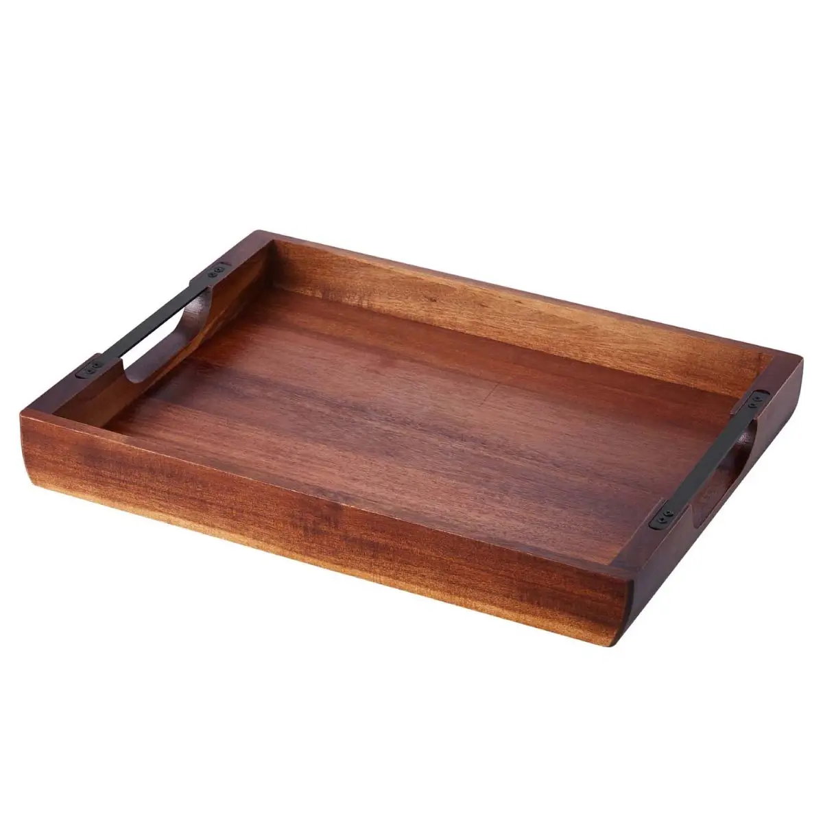 Multipurpose Acacia Wood Serving Tray 17x12.2 Inch With Carry Handles, Food Serving Platter, Bed Laptop Desk for Home Breakfast