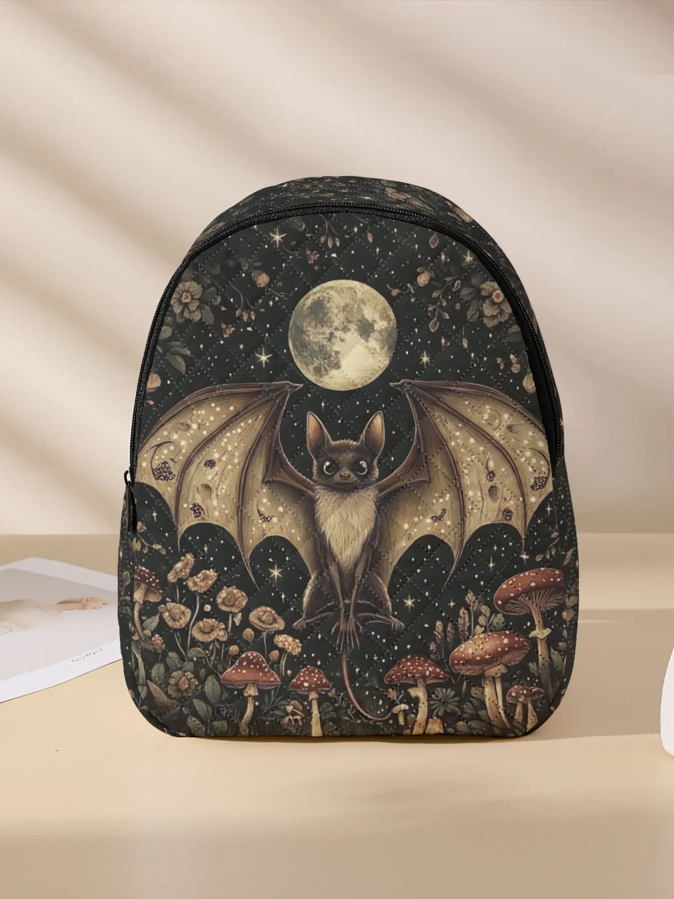 Batman Moon Pattern Backpack for Kids, Lightweight Durable School Bag with Lunch Pocket, Cute Student Backpack for Elementary, Middle, University