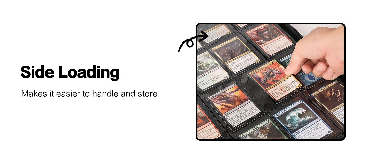 SUNDAY MIRTH Card Binder 16 Pocket - Fits 1024 Cards,4X4 Ringless Card Album with Sleeves for Trading Cards & Sports Cards(Model A,Classic Black)