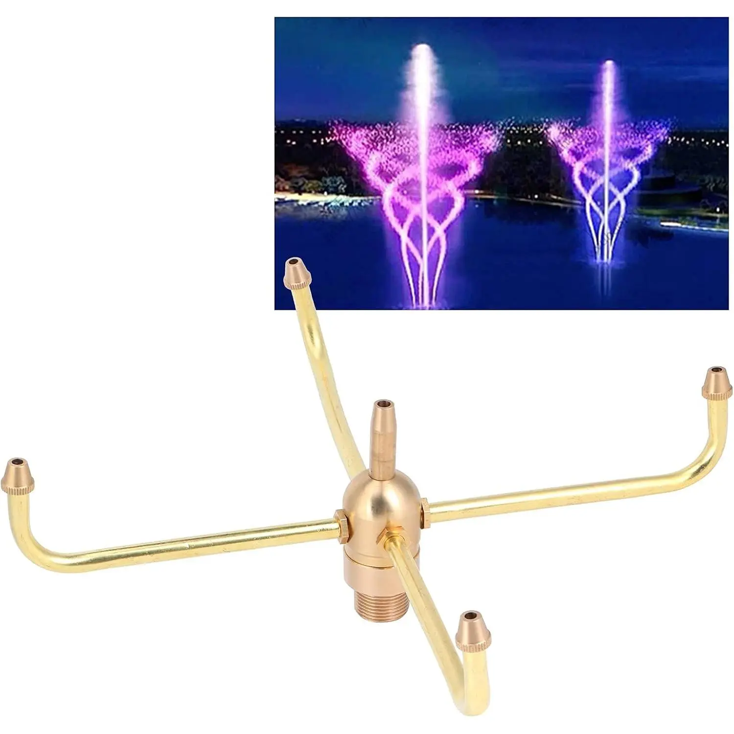 Water Fountain Nozzle,G1/2 Female Thread G3/4 Male Thread,4 Arm Rotate Water Fountain Nozzle   Sprinkler,Sprayer Fountain Nozzle for Garden, Ponds, Tabletop Fish Ponds