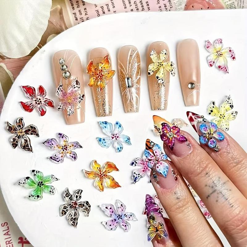 3D Flower Nail Art Charms, 50pcs Mixed Colorful Flower Nail Decoration, DIY Materials for Nail Art Decoration & Handmade Craft Accessories