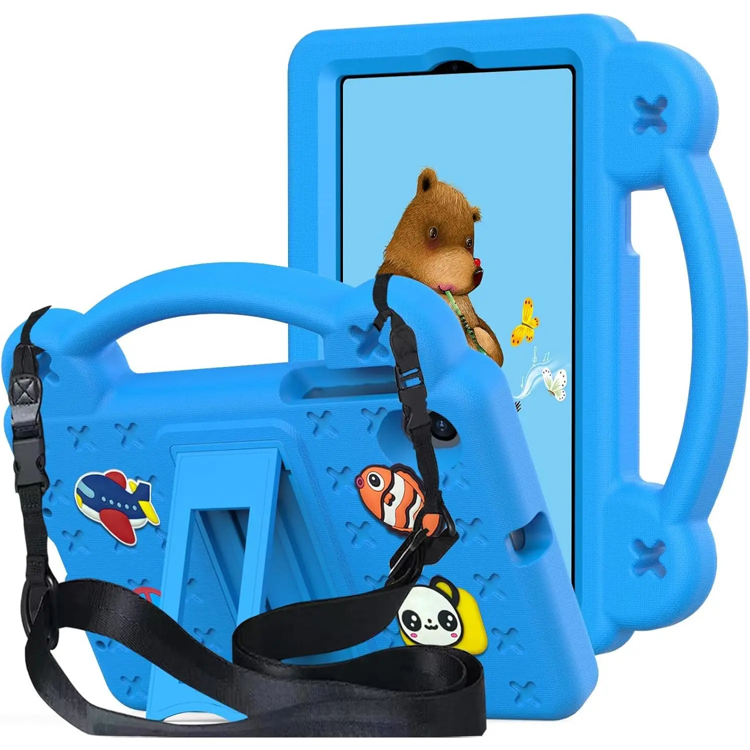 Kids Case for Onn 8 inch Tablet 2024 (Model:100135923) / TCL Tab 8 LE 8.0 Inch (9137W/9132X), Shockproof Full Body Protective Light Weight EVA, Folding Handle Stand Shoulder Strap, LightBlue