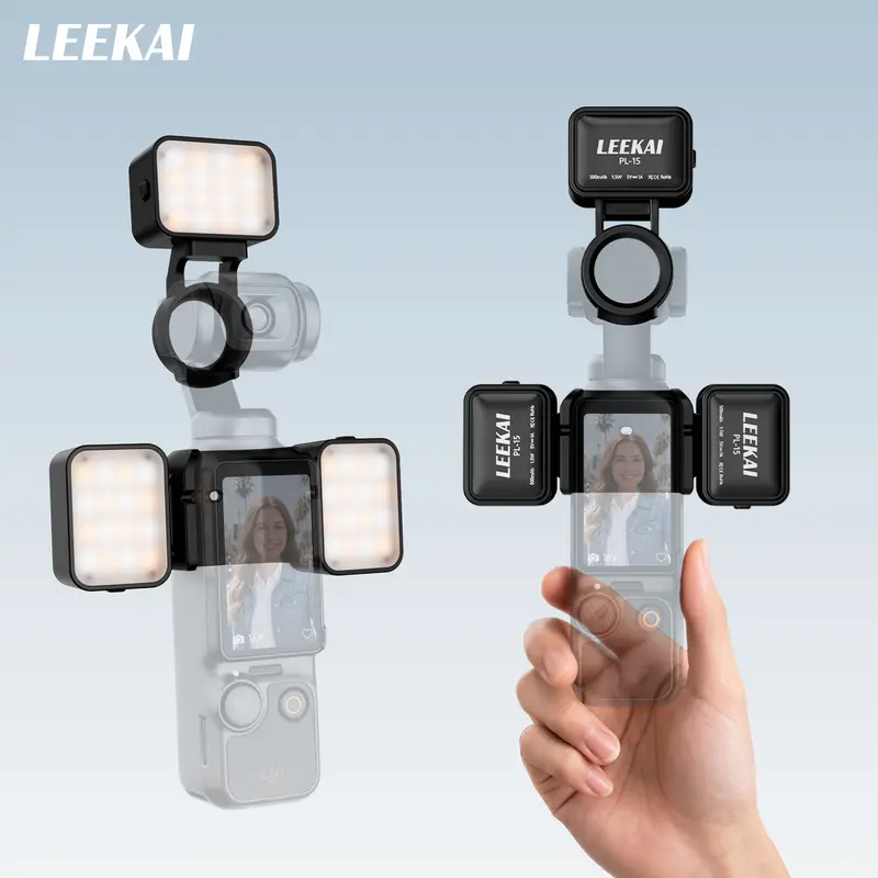 LEEKAI PL15 Magnetic Adjustable Rechargeable LED Light Gimbal Accessory for DJI Osmo Pocket 3 & Xtra Muse, CRI95+ High Color Accuracy, 500mAh Battery, Compact Mini Size, for Makeup Tutorials, Recording (Single Unit)