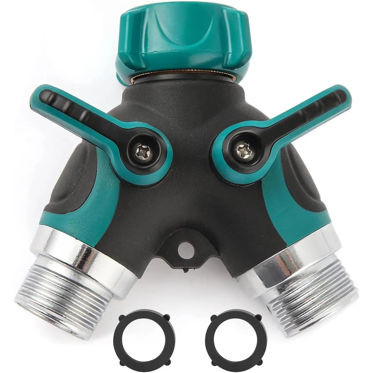 Hose Splitter 2 Way Heavy Duty Y Valve, Spigot Splitter for Garden Hose, Water Hose Y Splitter with 2 Extra Rubber Washers