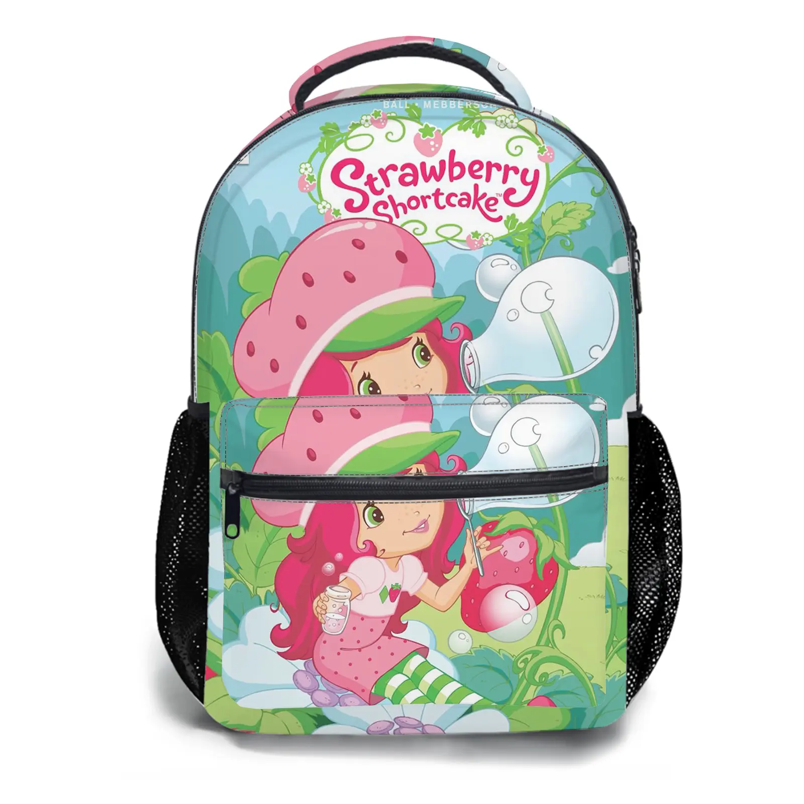 strawberry shortcake Y2K Fashion School Backpack for Teen Girls, Cute Cartoon Aesthetic Student Bookbag with Padded Shoulder Straps, Large Capacity Casual Daypack and Travel Bag for Kids a-91