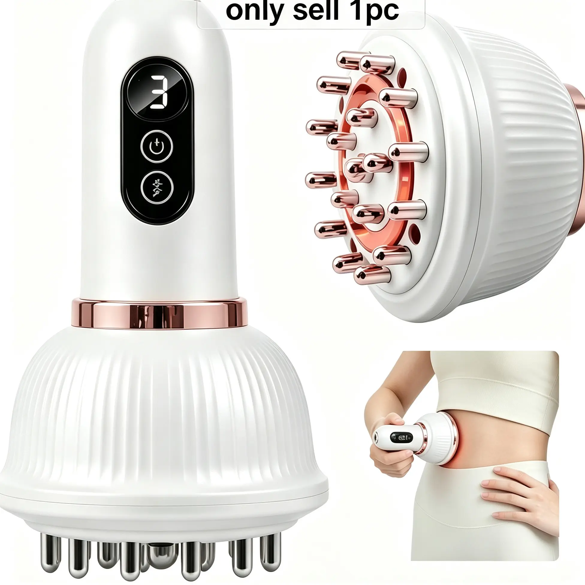 Heating & Vibration Handheld Body Massager, Rechargeable Massage Device for Muscle Relax, Home Care Tool for Legs, Arms & Abdomen