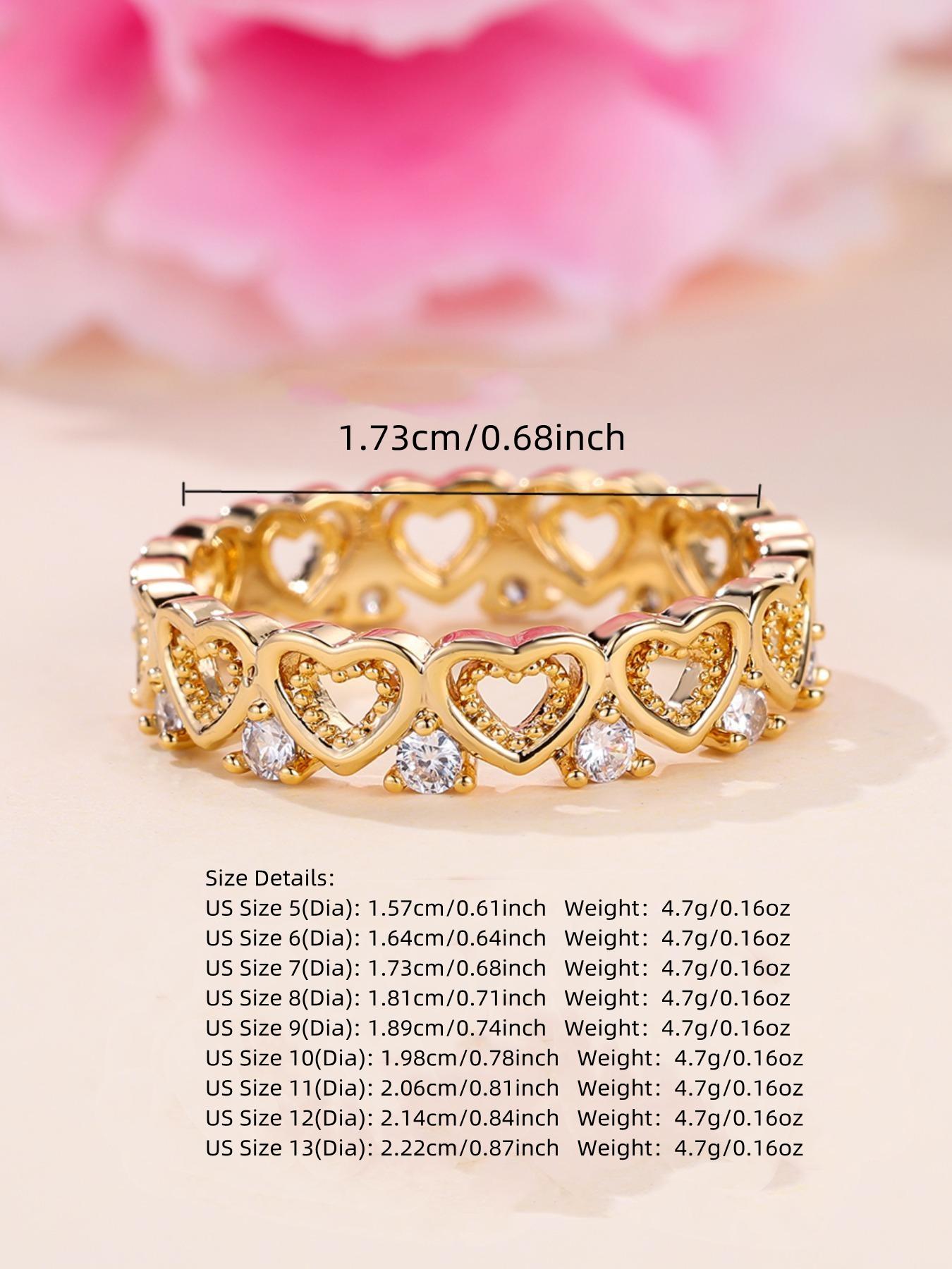 1 Piece Fashion Heart Shaped Engagement Ring, Heart Cluster Ring, Elegant Copper Jewelry for Women, Girl's Temperament All-match Accessory, Gifts for Wife, Heart Design Ring