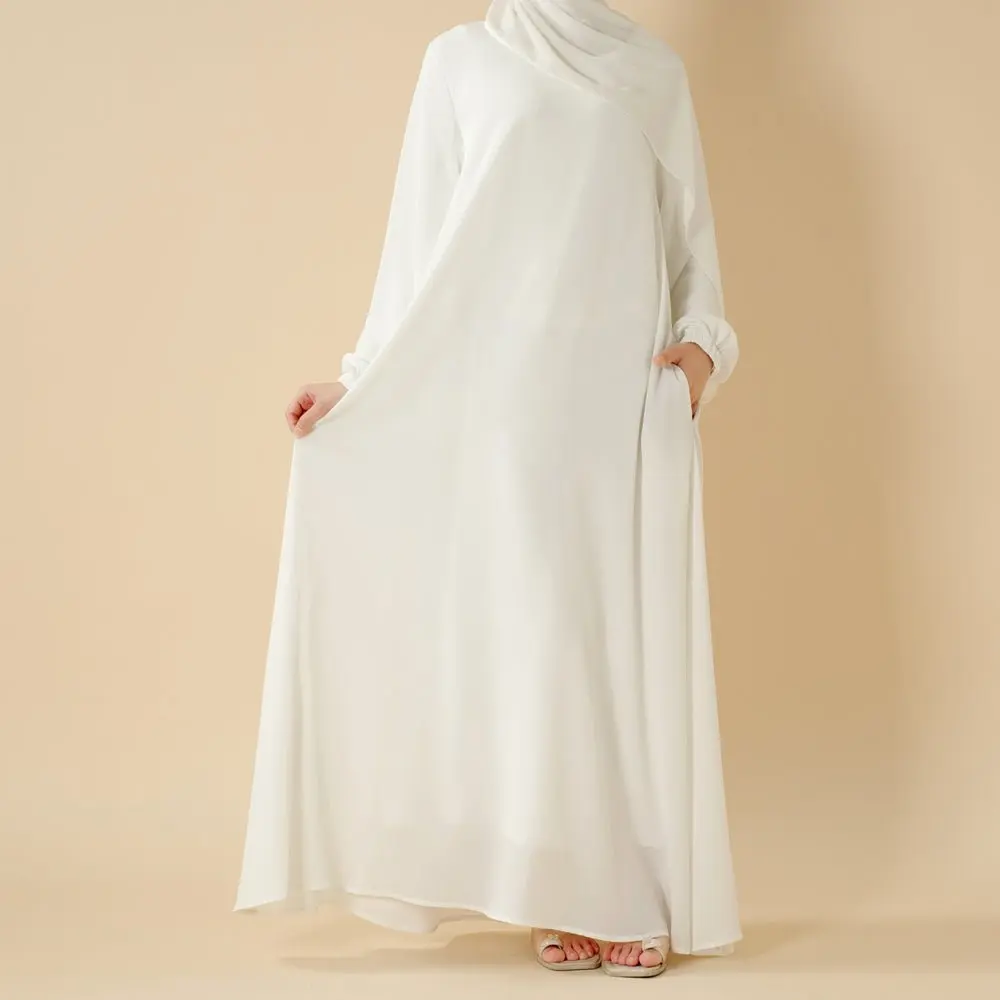 Premium Nida Zoom White Umbrella Abaya(MA233)