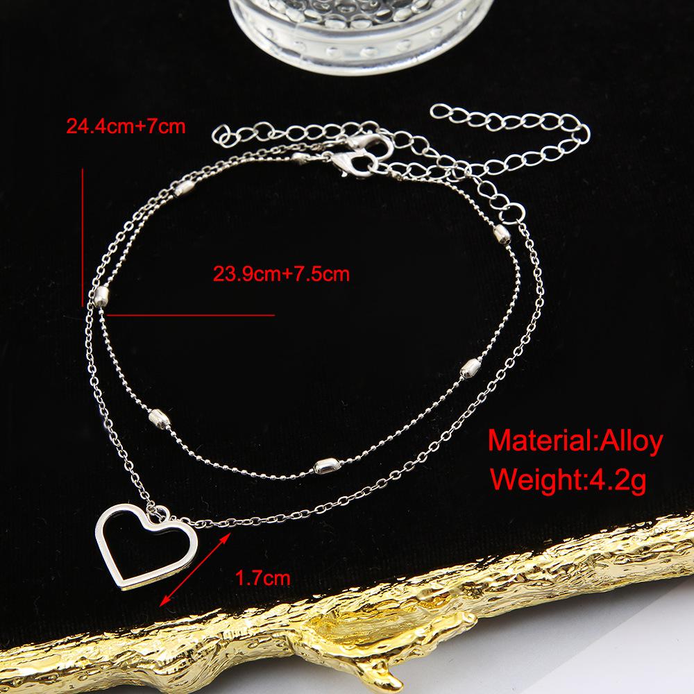New creative double-layer heart anklet - hollow heart beach anklet for women