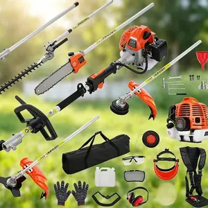 52cc 6-in-1 Gas Powered Multi Trimmer, 2-Stroke EPA Certified Weed Eater, Hedge Trimmer, Brush Cutter, Edger & Pole Saw, 40-Min Long Runtime with Full Accessory Kit for Yard & Landscaping