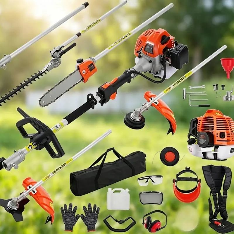 52cc 6-in-1 Gas Powered Multi Trimmer, 2-Stroke EPA Certified Weed Eater, Hedge Trimmer, Brush Cutter, Edger & Pole Saw, 40-Min Long Runtime with Full Accessory Kit for Yard & Landscaping
