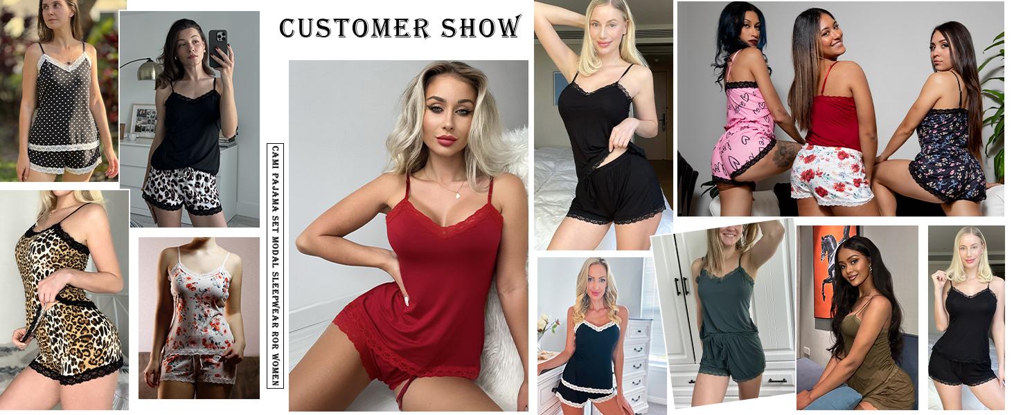 Women's Camisole Pajama Set Modal Pajamas Lace Trim Short Pajama Set with Shorts Easter Gift