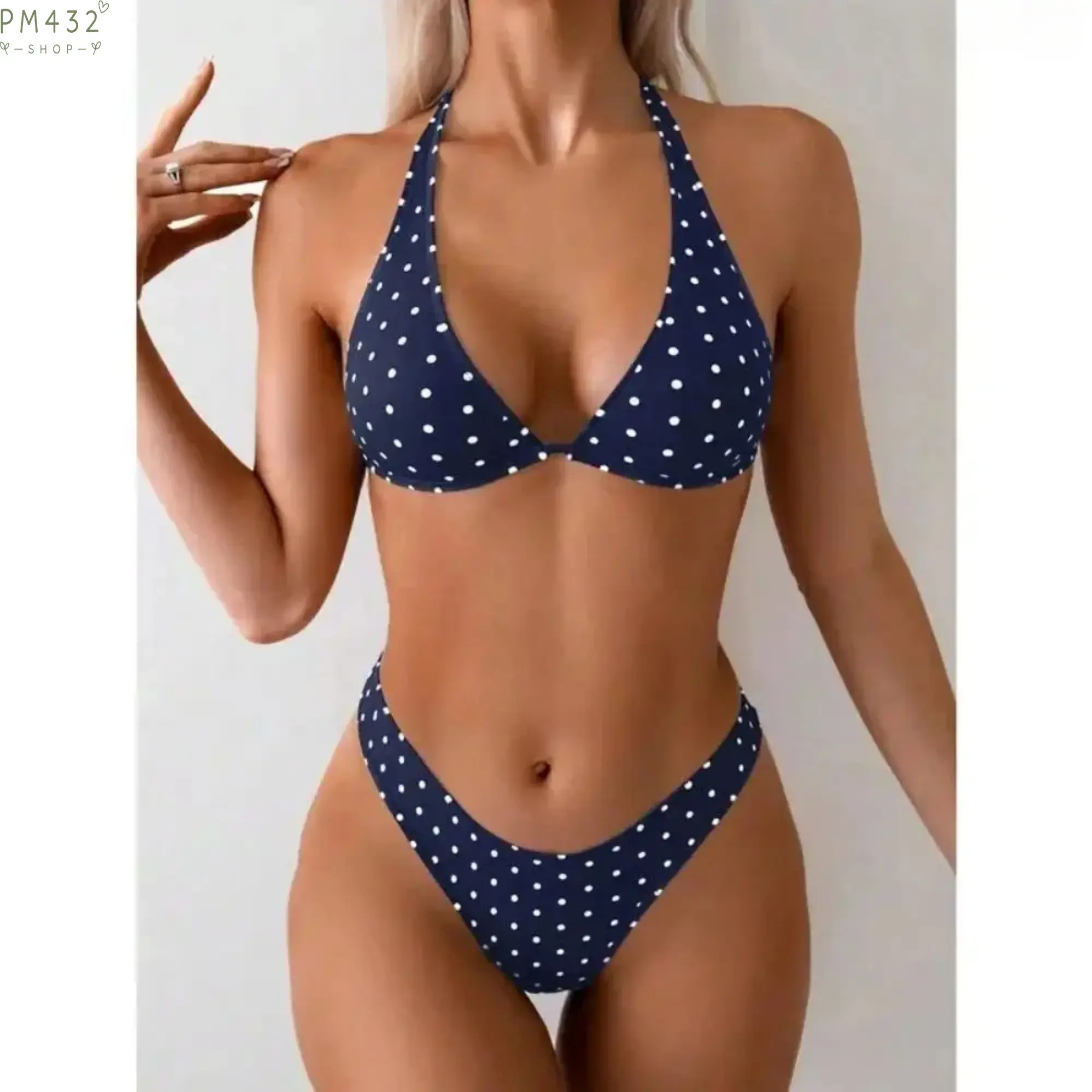 Women’s Polka Dot Bikini Set, Retro Triangle Tie Neck Swimsuit, Trendy Two Piece Bathing Suit with Adjustable Straps, Chic Summer Beachwear for Vacation, Resort Trips, Pool Party & Sunbathing